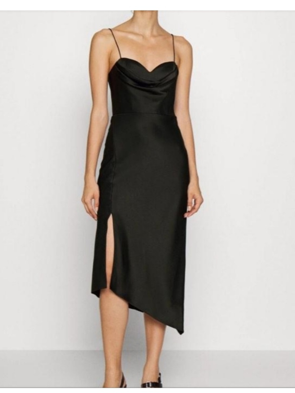 ALICE + OLIVIA   Kiyoko Asymmetric Satin Midi-Dress